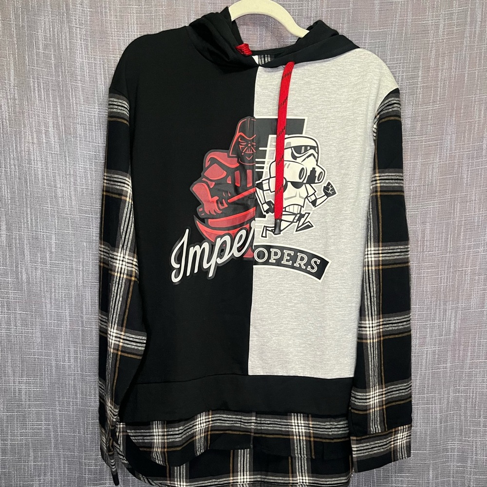 Star Wars Plaid Flannel Hooded Long Sleeve Shirt